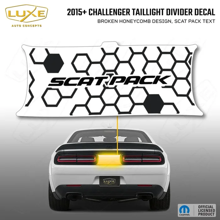 2015+ Challenger Taillight Center Divider Decal – Broken Honeycomb Design, Scat Pack Text Kit