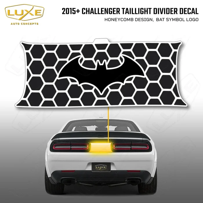 2015+ Challenger Taillight Center Divider Decal – Honeycomb Design, Bat Symbol Kit