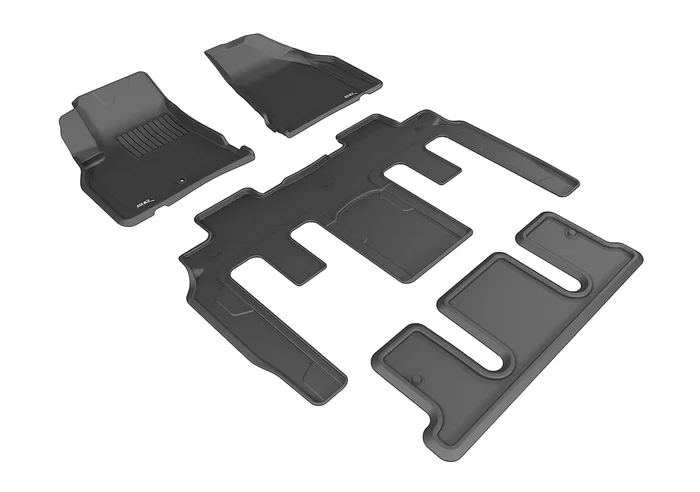 3D MAXpider Floor Mats Buick Enclave 7 / 8 Seater (08-17) All-Weather Kagu Series Black – Front / Second / Third Row