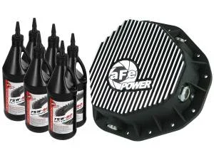 aFe Power Pro Series Rear Differential Cover Kit Black w/ Machined Fins & Gear Oil Dodge Diesel Trucks 03-05 L6-5.9L (td) – 46-70092-WL