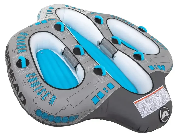 Airhead AHTC-854 Towable Tube 1 To 4 Riders Gray/ Blue Nylon