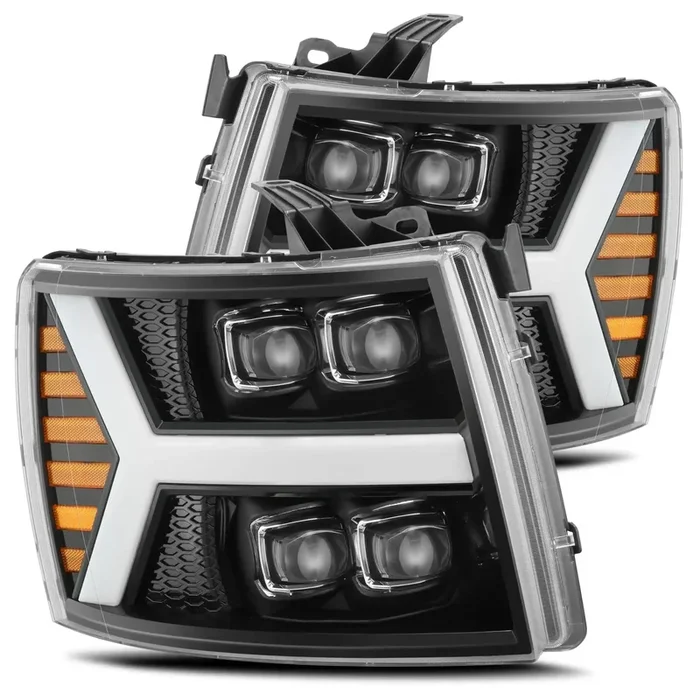 AlphaRex 880208 – LED Projector Headlights Plank Style Design Gloss Black