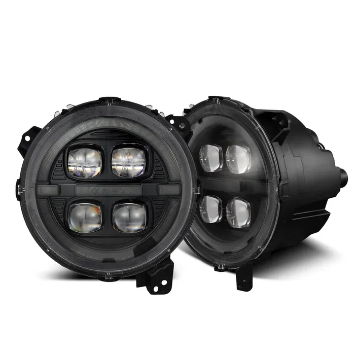 AlphaRex LED Projector Headlights Jeep Gladiator JT (18-23) [3D Ice-Cube LED – NOVA Series w/ DRL] Alpha-Black or Black