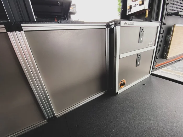 Alu-Cab Alu-Cabin Canopy Camper – Toyota Tundra 2022-Present 3rd Gen. – Middle Utility Module – 6’5″ Bed