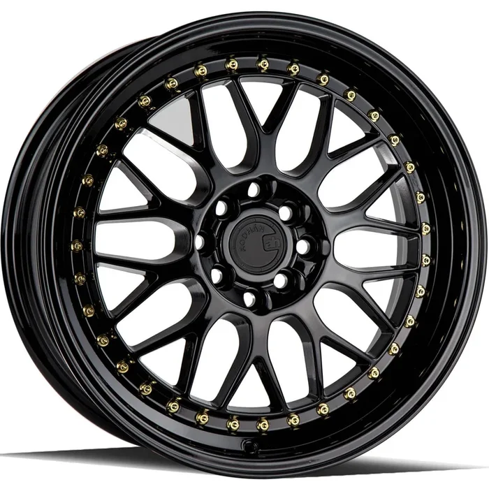 AodHan Wheels AH02 Gloss Black w/ Gold Rivets 19×11 | 5×114.3 (AH021911511422GB)