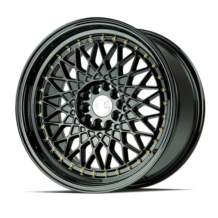 AodHan Wheels AH05 Black w/ Gold Rivets 17×9 | 5×100/5×114.3 (AH0517905100114325FB)