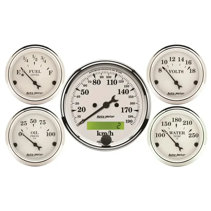 AutoMeter 1602-M – Traditional incandescent lighting illuminates around the perimeter of dial