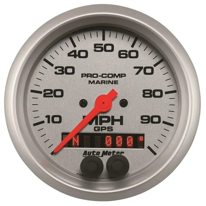 AutoMeter 200636-33 – GAUGE, SPEEDOMETER, 3 3/8″, 100MPH, GPS, MARINE SILVER