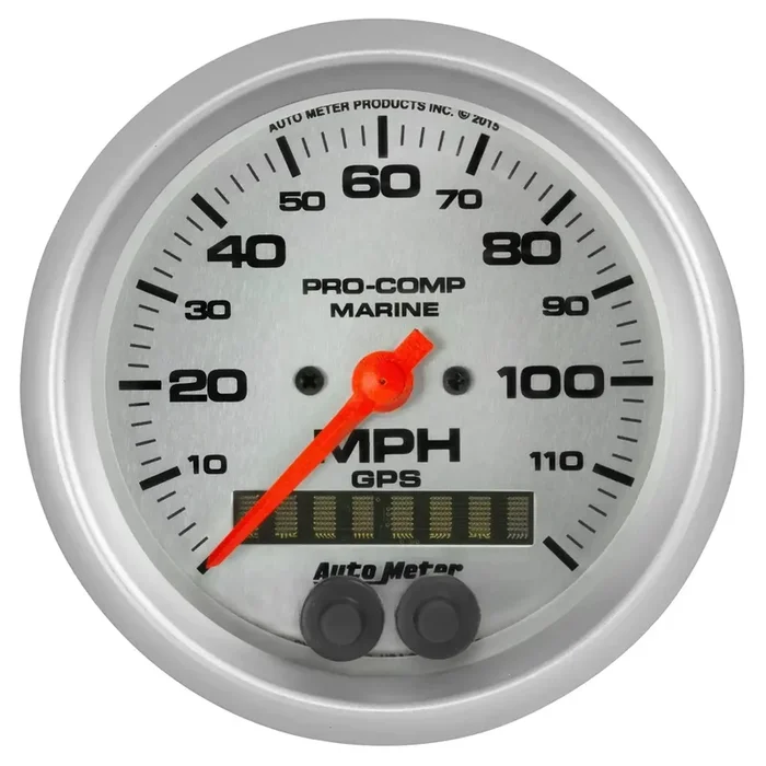 AutoMeter 200637-33 – GAUGE, SPEEDOMETER, 3 3/8″, 120MPH, GPS, MARINE SILVER