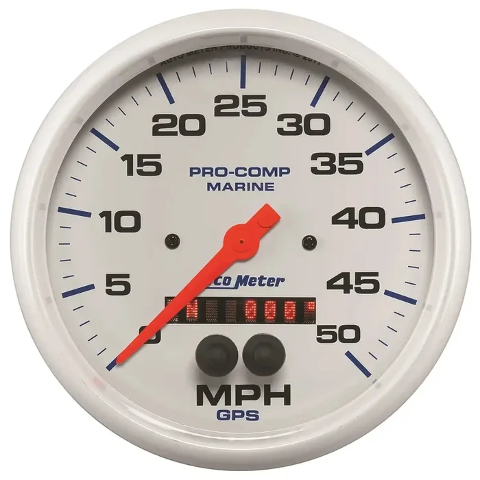 AutoMeter 200644 – GAUGE, SPEEDOMETER, 5″, 50MPH, GPS, MARINE WHITE