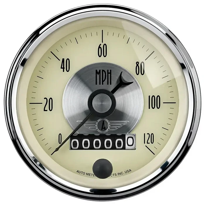 AutoMeter 2089 – GAUGE, SPEEDO, 3 3/8 , 120MPH, ELEC. PROGRAM W/WHEEL ODO, PRESTIGE ANTQ. IVORY