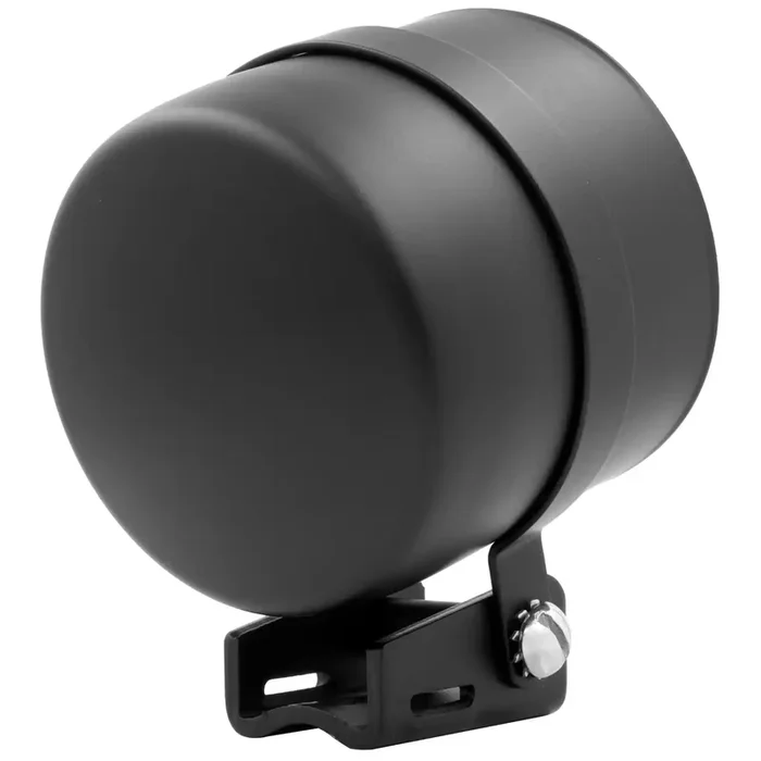 AutoMeter 2154 – Black powder coated steel cup, mounting strap, and aluminum base