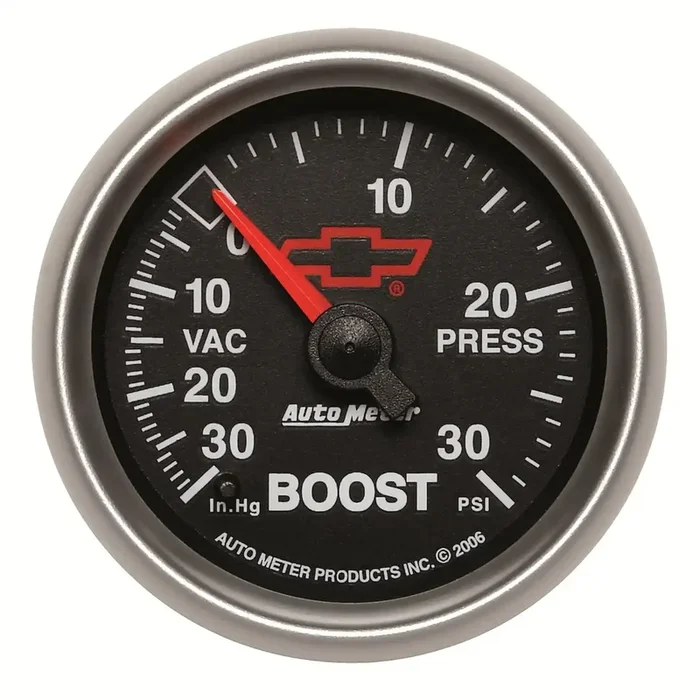 AutoMeter 3603-00406 – GAUGE, VAC/BOOST, 2 1/16 , 30INHG-30PSI, MECHANICAL, GM BOWTIE BLACK