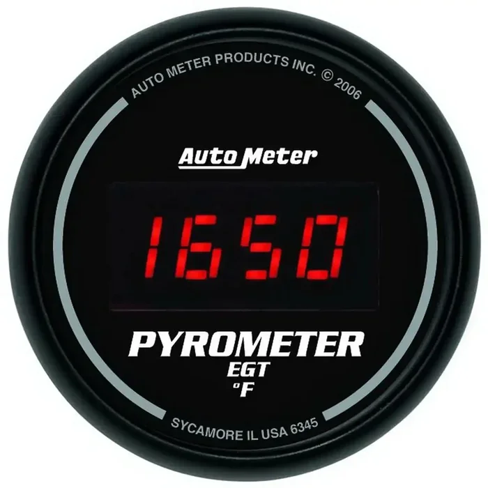 AutoMeter 6345 – GAUGE, PYROMETER (EGT), 2 1/16 , 1600 Degrees F, DIGITAL, BLACK DIAL W/ RED LED