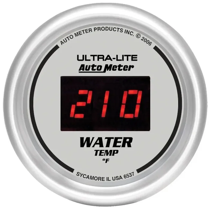 AutoMeter 6537 – GAUGE, WATER TEMP, 2 1/16″, 340?F, DIGITAL, SILVER DIAL W/ RED LED