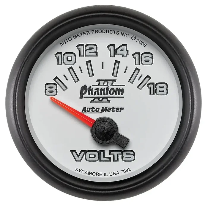 AutoMeter 7592 – GAUGE, VOLTMETER, 2 1/16″, 18V, ELECTRIC, PHANTOM II