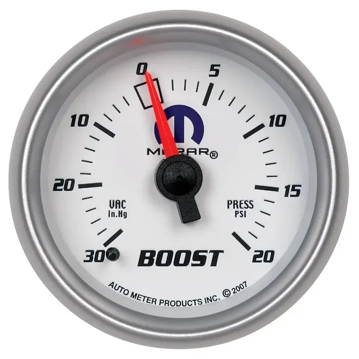 AutoMeter 880026 – GAUGE, VAC/BOOST, 2 1/16 , 30INHG-20PSI, MECHANICAL, WHITE, MOPAR