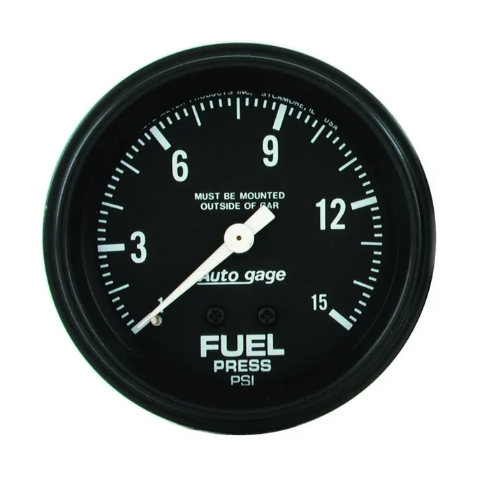 AutoMeter Gauge Fuel Pressure 2-5/8in. 0-15PSI Mechanical Black Autogage