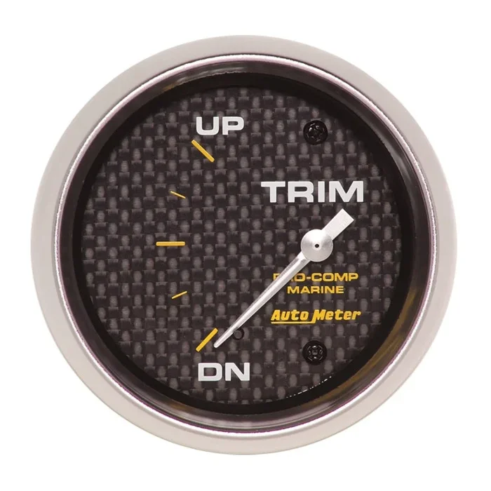 Autometer Marine Carbon Fiber Gauge 2-5/8in Electric Trim Level Gauge 0OHM Down – 90OHM Up