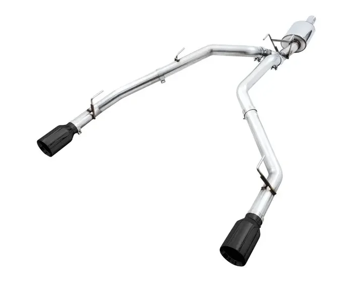 AWE 0FG Dual Rear Exit Catback Exhaust for 4th Gen RAM 1500 5.7L (without bumper cutouts) – Diamond Black Tips (3015-33104)