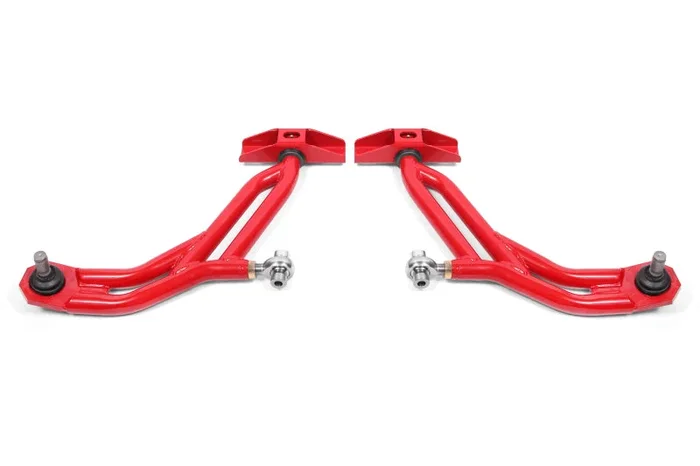 BMR 10-14 Ford Mustang Adj. Lower A-Arms Delrin/Rod End w/ 19mm STD. Ball Joint – Red