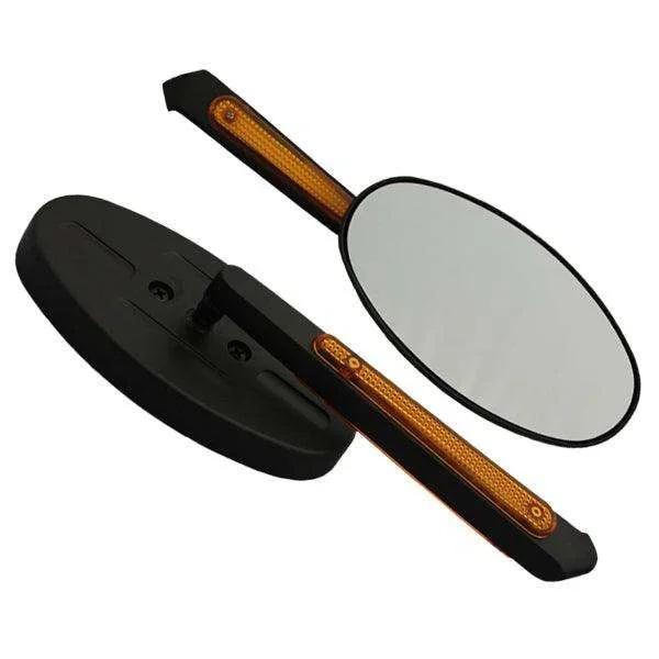 CIPA USA 01941 Motorcycle Black Oval Lighted Mirror Kit (Left and Right Side) Universal