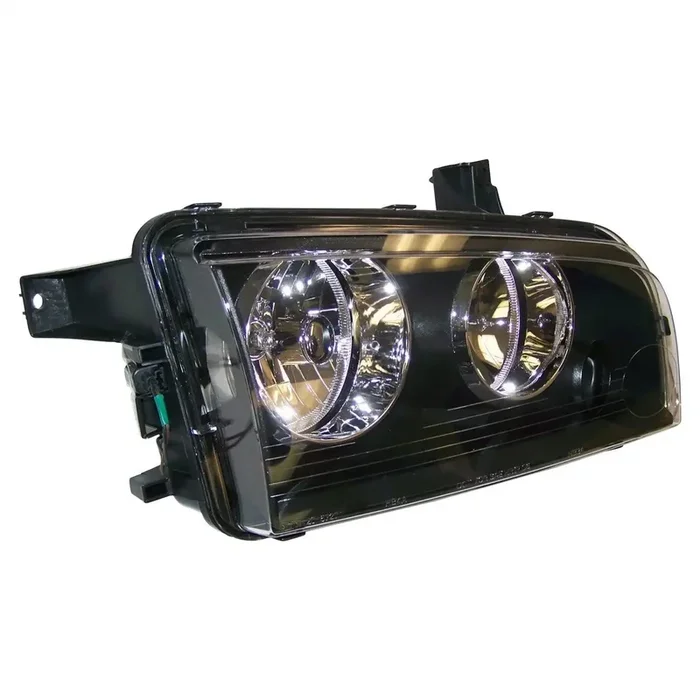 Crown Automotive Jeep Replacement 4806164AJ – Head Light Assembly Right w/Halogen Lamps Black Bezel Incl. Bulbs/Harness