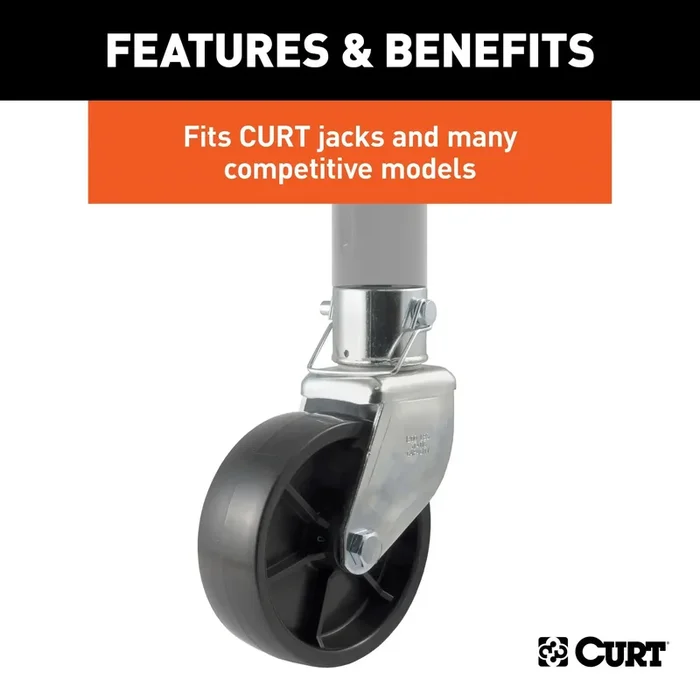 CURT 28276 6 Jack Caster (Fits 2 Tube, 1,200 lbs.)