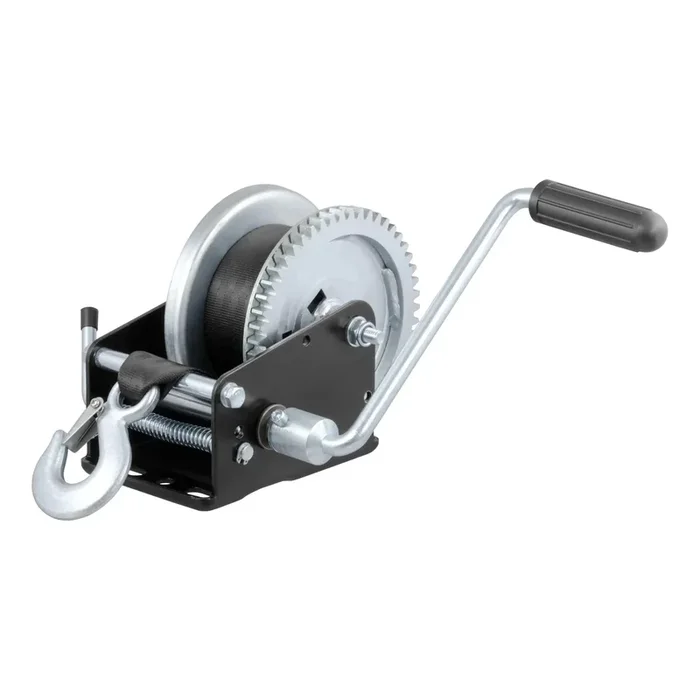 CURT 29438 Hand Crank Winch with 20′ Strap (1,900 lbs, 8 Handle)