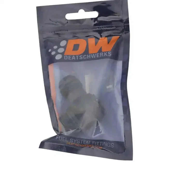 DeatschWerks 10AN ORB Male to 10AN Male Flare Low Profile 90-Degree Swivel – Anodized Matte Black