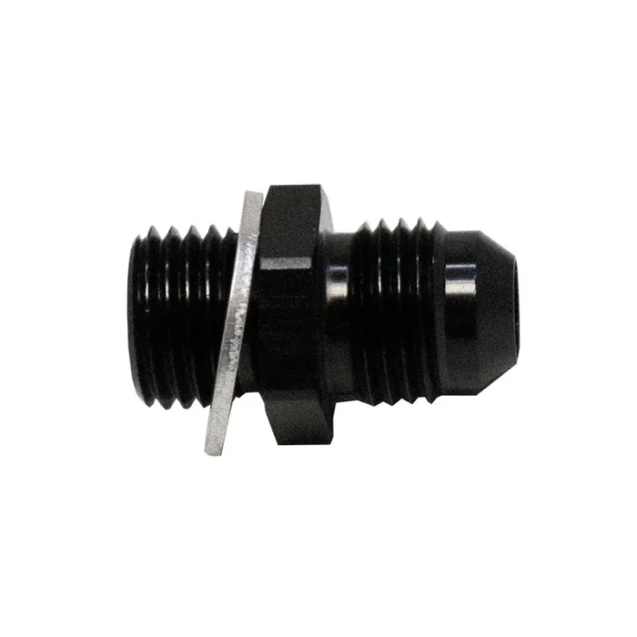 DeatschWerks 6AN Male Flare to M14 X 1.5 Male Metric Adapter (Incl Washer) – Anodized Matte Black