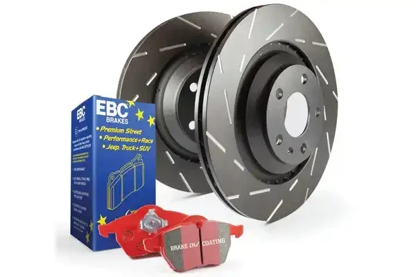 EBC Brakes S4KF1040 Slotted rotors feature a narrow slot to eliminate wind noise.