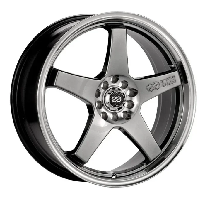 Enkei EV5 17×7 5×100/114.3 38mm Offset 72.6 Bolt Diameter Hyper Black w/ Machined Lip Wheel