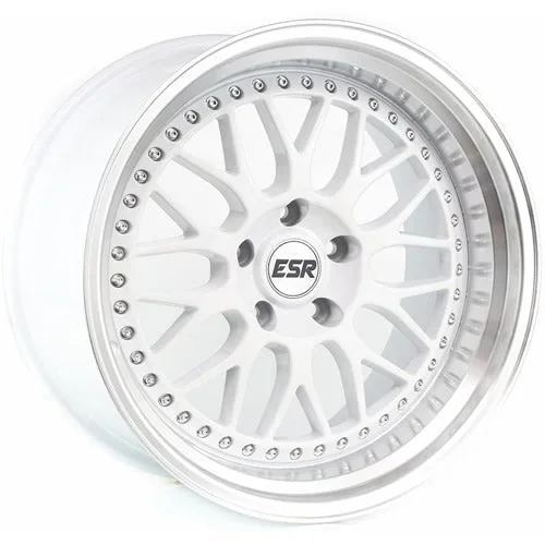 ESR Wheels SR01 White w/ Machined Lip 19×8.5 | 5×108 (98551430 SR01WHT-ML 5X108)