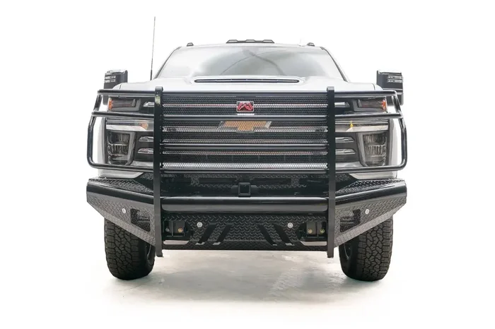 Fab Fours CH20-S4960-1 – Black Steel Front Ranch Bumper w/Full Guard And Tow Hooks