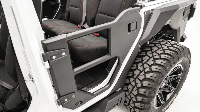 Fab Fours JL1033-1 – Half Tube Doors Rear Door 2 Stage Matte Black Powder Coat