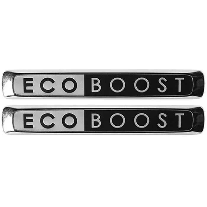 Ford Performance Black/Chrome Stick-On EcoBoost Emblems 5-11/16 ” x 13/16 ” (M-1447-EBBLKLG)