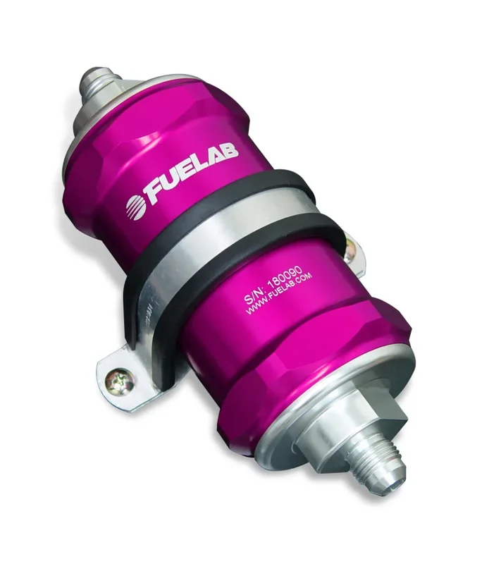 Fuelab 818 In-Line Fuel Filter Standard -10AN In/Out 10 Micron Fabric – Purple