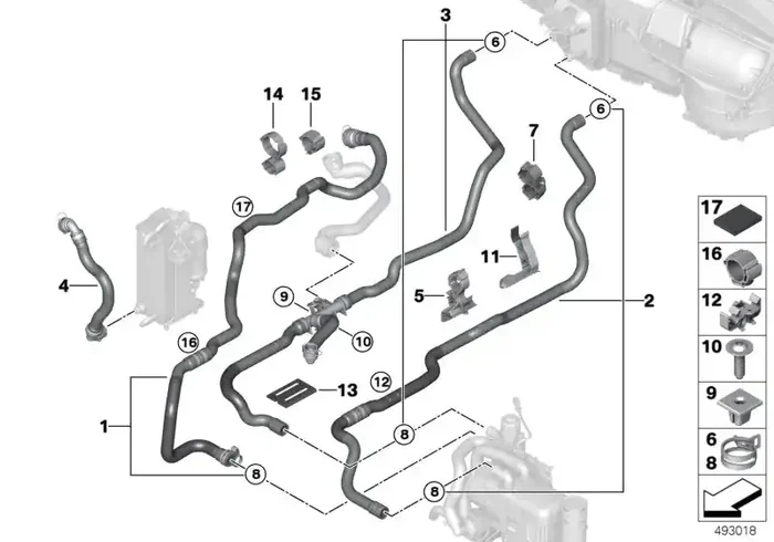 Genuine BMW 07146844852 G32 G11 Hose Bracket, Rotating (Inc. 530iX, 730i & 640i)