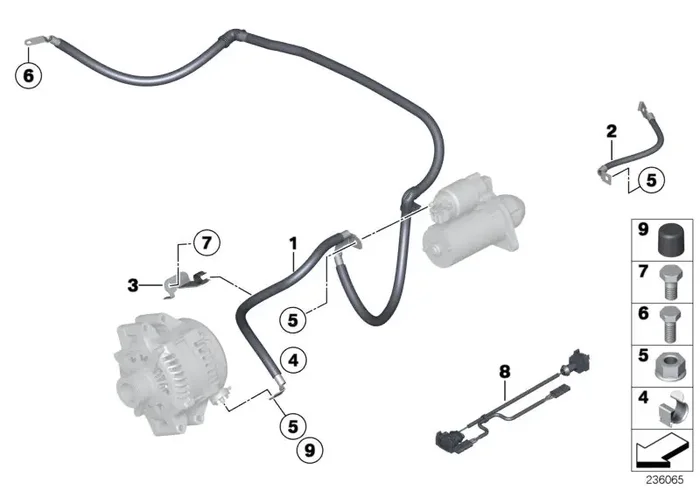Genuine BMW 12427585241 E70 Cable Alternator-Starter-Base B+ (Inc. X5 3.0si)