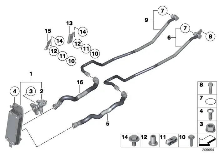 Genuine BMW 17227590902 Transmission Oil Cooler Line, Return (Inc. 760i, 760LiS & 760Li)
