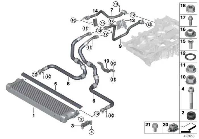 Genuine BMW 17228092199 F90 Engine Oil Cooler Pipe, Return (Inc. M5)