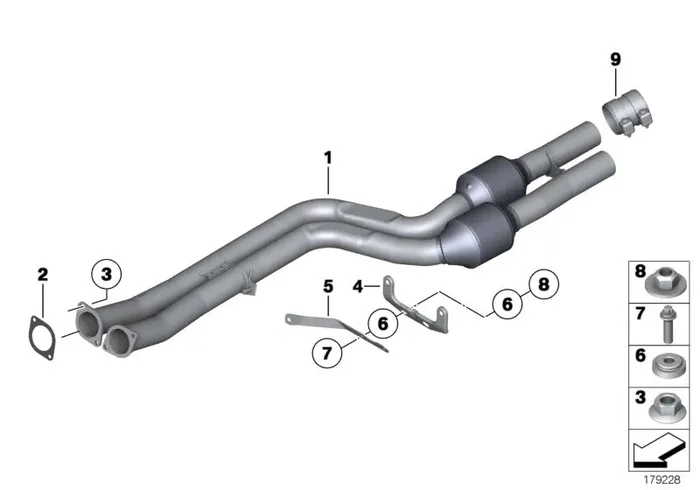 Genuine BMW 18307585330 Rp-Exhaust Pipe Catalytic Converter (Inc. 740i & 740Li)