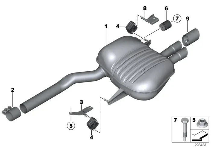 Genuine BMW 18307646923 Rear Muffler (Inc. 523i, 528i & 530i)