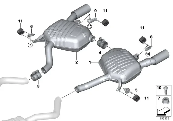 Genuine BMW 18307647066 E92 E93 Rear Muffler, Left, With Exhaust Flap (Inc. 335i & 335xi)
