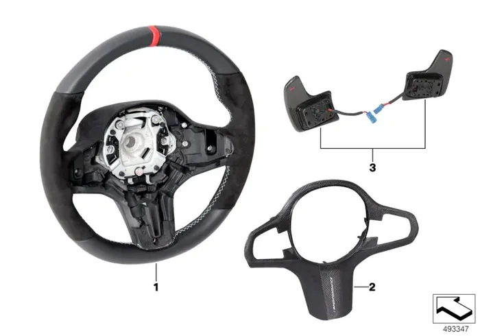 Genuine BMW 32302459669 G07 F91 G31 Cover, Steering Wheel Alcantara/Carbon M PERFORMANCE (Inc. 520d, 640iX & X4 30iX)