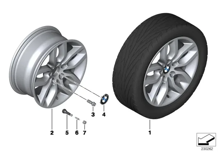 Genuine BMW 36116787576 F25 F26 Disc Wheel, Light Alloy, Reflexsilber 7,5JX17 ET 32 (Inc. X3 20dX & X4)