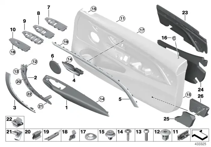 Genuine BMW 51417444007 Cover, Switch, Power Window, Driver Side BEIGE/CHROM (Inc. 440iX, 420i & 430i)