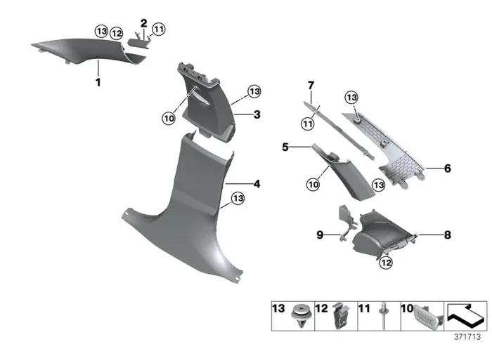 Genuine BMW 51437311224 Retainer, Trim For D-Pillar, Upper Right (Inc. 430dX, 430d & 435iX)