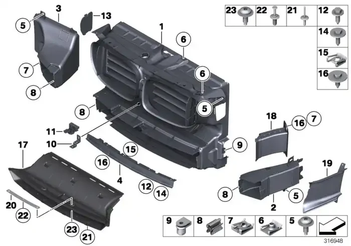 Genuine BMW 51747308827 Air Duct, Exterior Radiator, Left (Inc. 760i, Hybrid 7 & 750iX)